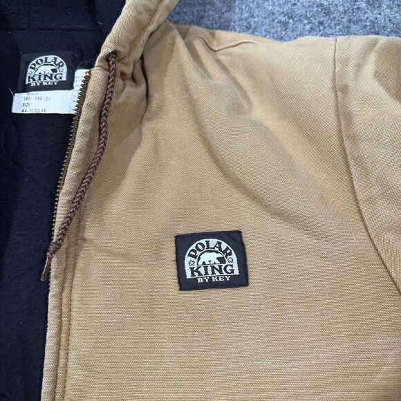 Vintage Polar King by Key Canvas Jacket Mens Large 44 Regular Khaki Hooded USA - Picture 2 of 8
